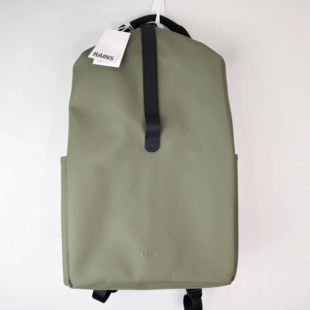 RAINS Clip Front Backpack W3 Marsh Green Waterproof Laptop Bag NWT